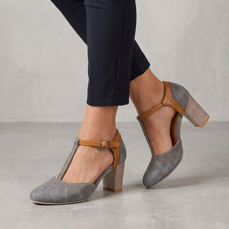 T-Strap Block Heel Pumps – Elegant Casual Comfort Dress Shoes