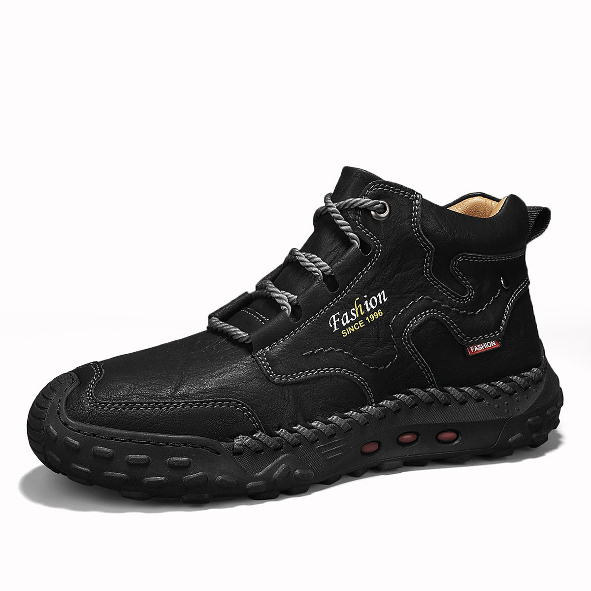 Hand-Stitched Black Ankle Boots for Men – Casual & Comfortable 3