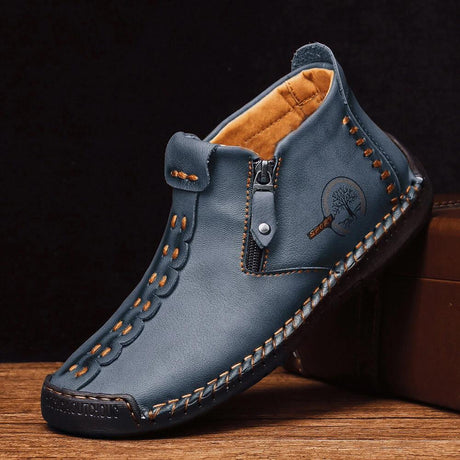 Hand-Stitched Black Ankle Boots for Men – Stylish & Slip-Resistant 0