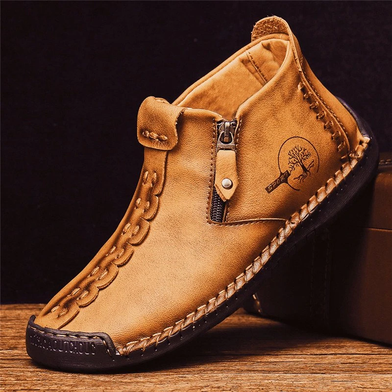 Hand-Stitched Black Ankle Boots for Men – Stylish & Slip-Resistant 2