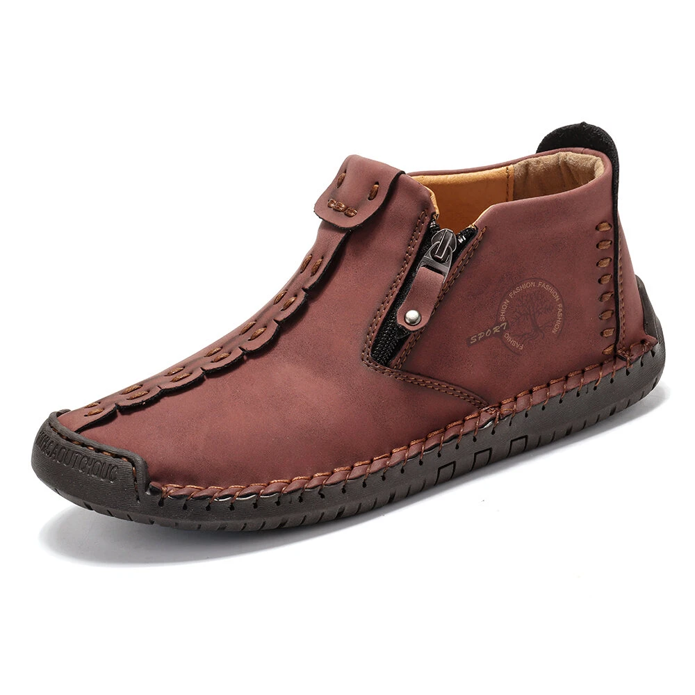 Hand-Stitched Black Ankle Boots for Men – Stylish & Slip-Resistant 6