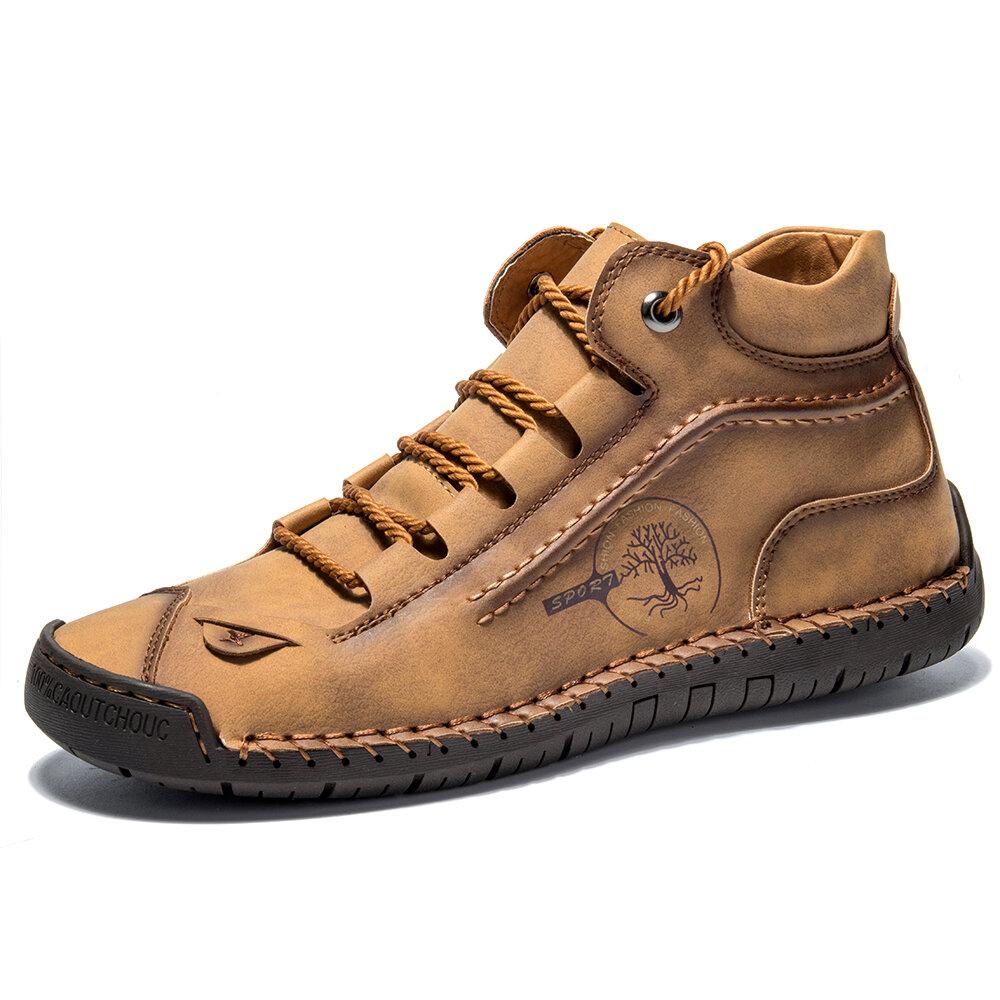 Hand-Stitched Leather Ankle Boots for Men – Comfortable & Non-Slip 0
