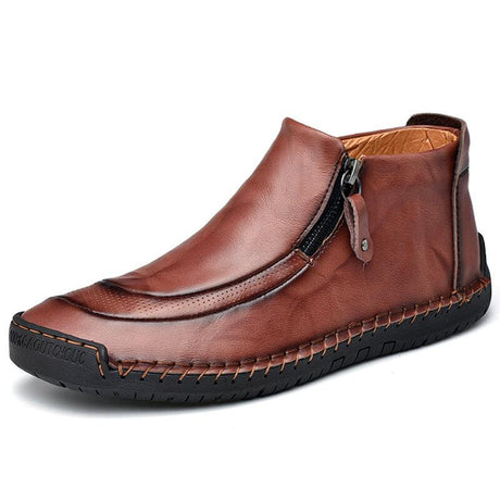 Hand-Stitched Leather Ankle Boots for Men – Comfortable & Stylish 0