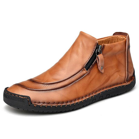 Hand-Stitched Leather Ankle Boots for Men – Comfortable & Stylish 3
