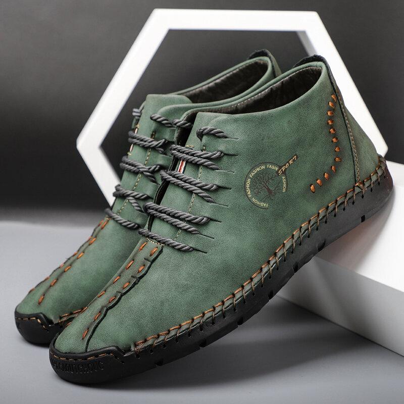 Hand-Stitched Leather Ankle Boots for Men – Soft & Non-Slip Comfort 1