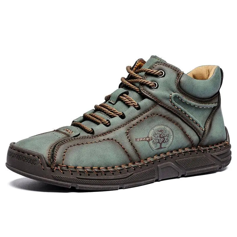 Hand-Stitched Microfiber Leather Ankle Boots for Men – Soft & Non-Slip 0