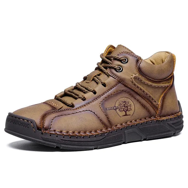 Hand-Stitched Microfiber Leather Ankle Boots for Men – Soft & Non-Slip 4