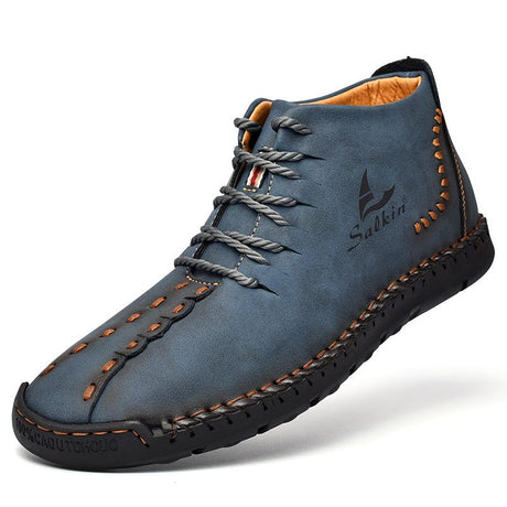 Hand-Stitched Microfiber Leather Ankle Boots for Men – Stylish & Slip-Resistant 0