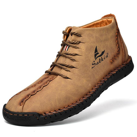 Hand-Stitched Microfiber Leather Ankle Boots for Men – Stylish & Slip-Resistant 10