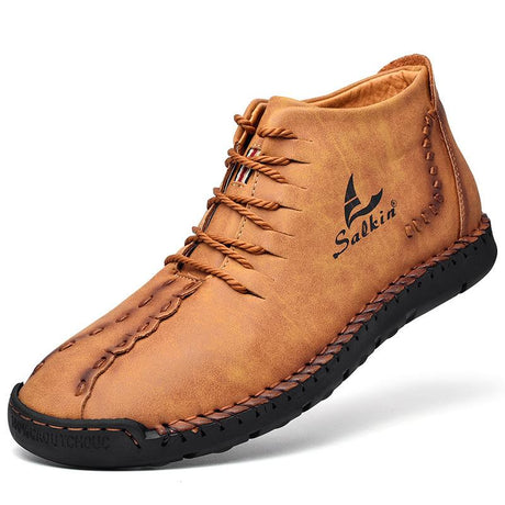 Hand-Stitched Microfiber Leather Ankle Boots for Men – Stylish & Slip-Resistant 11