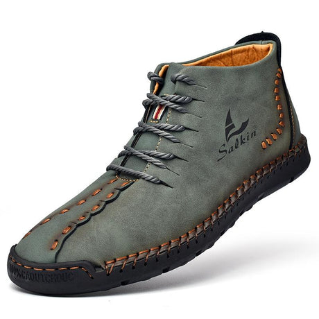Hand-Stitched Microfiber Leather Ankle Boots for Men – Stylish & Slip-Resistant 12