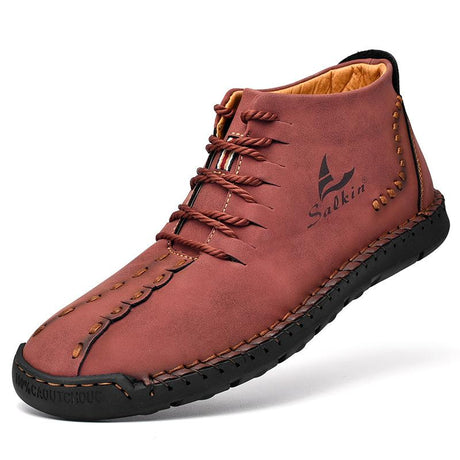 Hand-Stitched Microfiber Leather Ankle Boots for Men – Stylish & Slip-Resistant 13