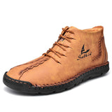 Hand-Stitched Microfiber Leather Ankle Boots for Men – Stylish & Slip-Resistant 5