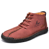 Hand-Stitched Microfiber Leather Ankle Boots for Men – Stylish & Slip-Resistant 6