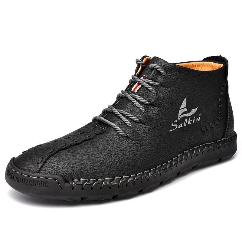 Hand-Stitched Microfiber Leather Ankle Boots for Men – Stylish & Slip-Resistant 7