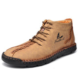 Hand-Stitched Microfiber Leather Ankle Boots for Men – Stylish & Slip-Resistant 8