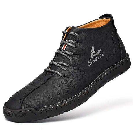 Hand-Stitched Microfiber Leather Ankle Boots for Men – Stylish & Slip-Resistant 9