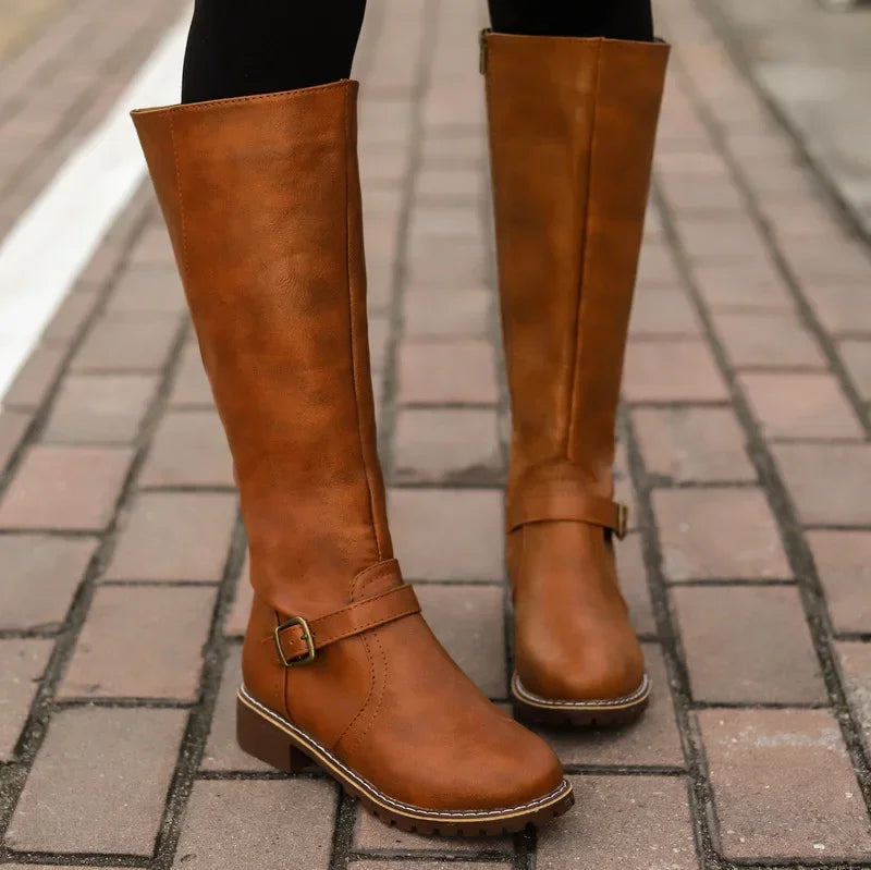 High-Top Biker Boots for Women – Edgy Style with Chunky Heel