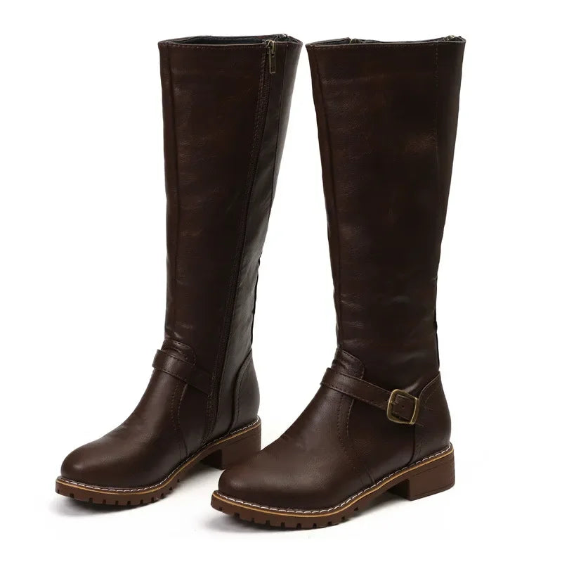 High-Top Biker Boots for Women – Edgy Style with Chunky Heel