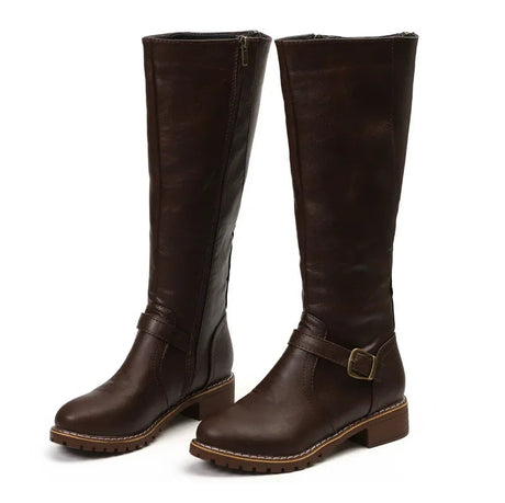 High-Top Biker Boots for Women – Edgy Style with Chunky Heel