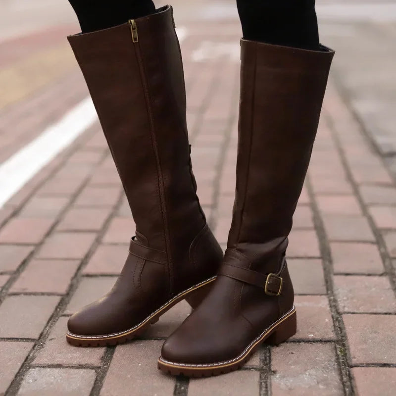 High-Top Biker Boots for Women – Edgy Style with Chunky Heel