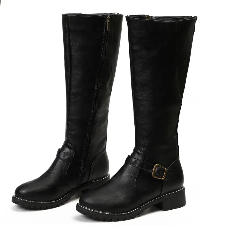 High-Top Biker Boots for Women – Edgy Style with Chunky Heel