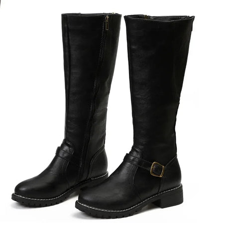 High-Top Biker Boots for Women – Edgy Style with Chunky Heel