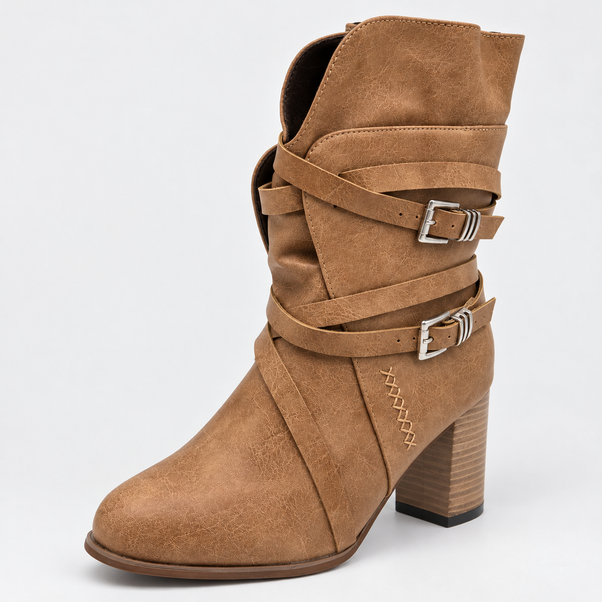 Retro Belt Buckle Boots for Women – Stylish & Comfortable
