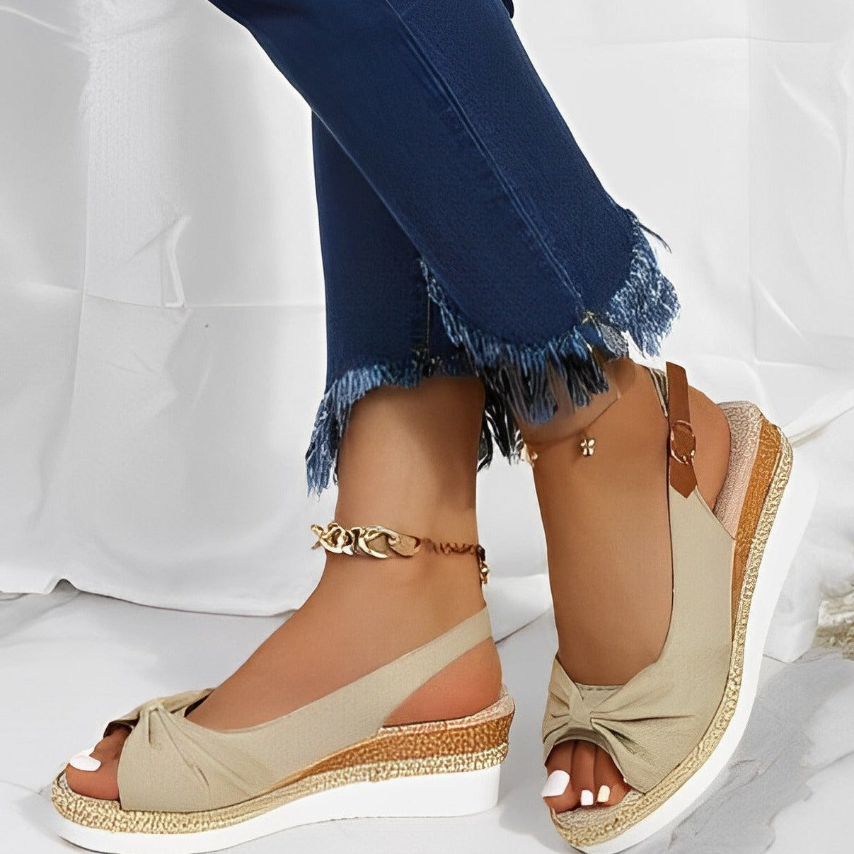 Knot Design Espadrille Wedge Sandals for Women – Stylish & Comfortable
