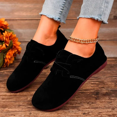 Lace-Up Flat Shoes for Women – Soft & Comfortable Black Flats