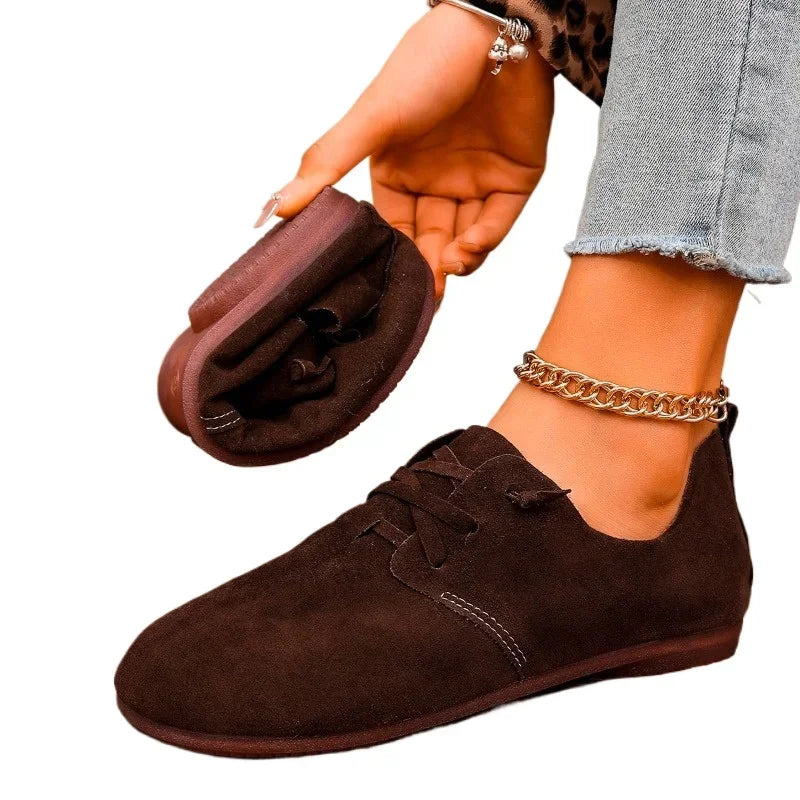 Lace-Up Flat Shoes for Women – Soft & Comfortable Black Flats