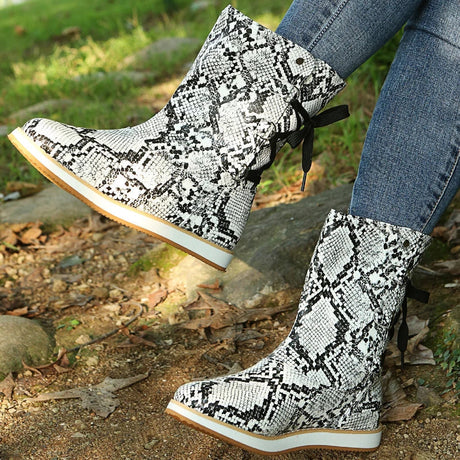 Lace-Up Mid-Calf Boots for Women – Stylish & Versatile