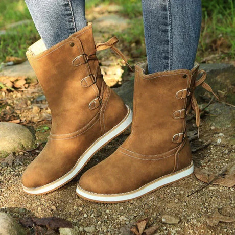Lace-Up Mid-Calf Boots for Women – Stylish & Versatile