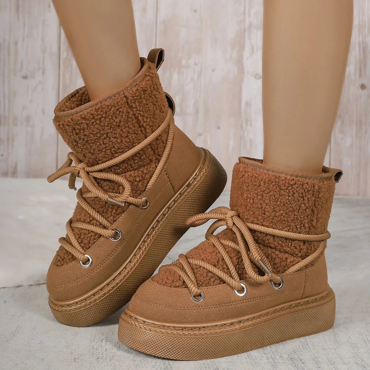 Lace-Up Winter Boots for Women – Cozy & Non-Slip Design
