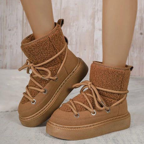 Lace-Up Winter Boots for Women – Cozy & Non-Slip Design