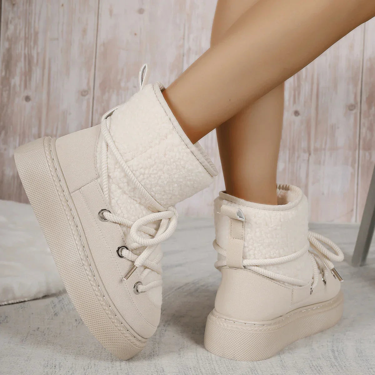Lace-Up Winter Boots for Women – Cozy & Non-Slip Design