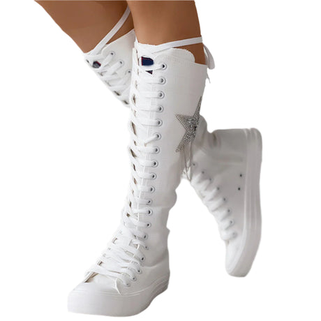 Lace-Up Long Sneaker Boots – Edgy & Comfortable Footwear