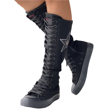 Lace-Up Long Sneaker Boots – Edgy & Comfortable Footwear