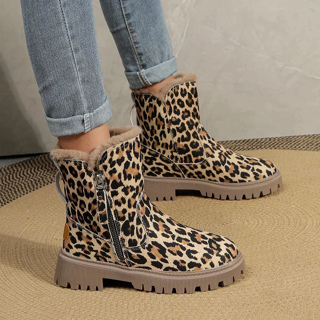 Leopard Print Snow Boots for Women – Cozy & Stylish Winter Footwear