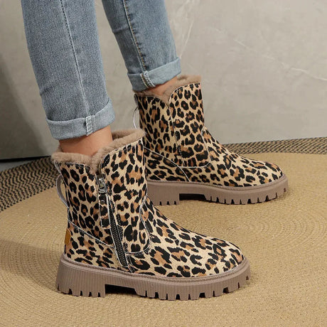 Leopard Print Snow Boots for Women – Cozy & Stylish Winter Footwear