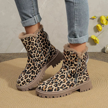 Leopard Print Snow Boots for Women – Cozy & Stylish Winter Footwear
