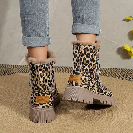Leopard Print Snow Boots for Women – Cozy & Stylish Winter Footwear