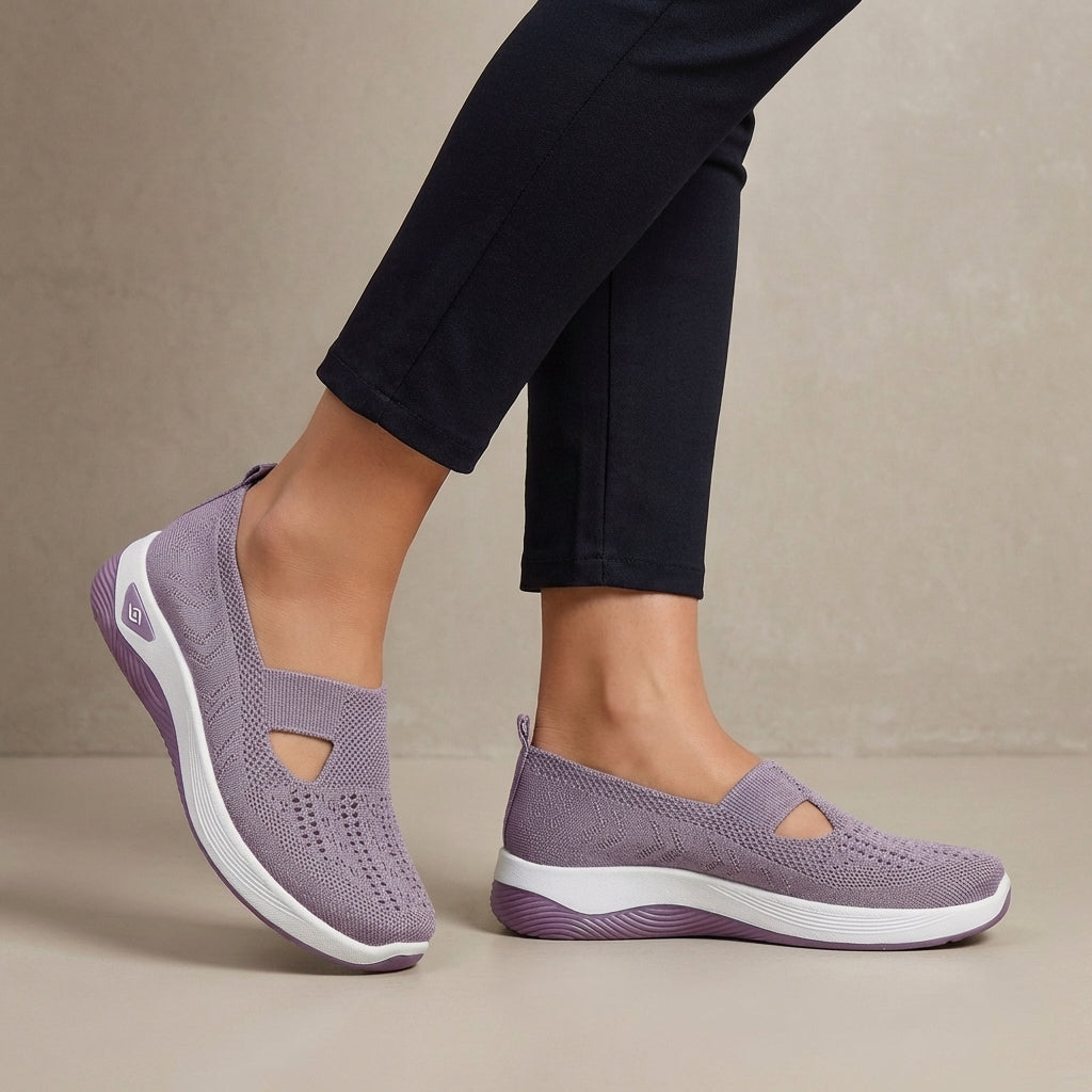 Breathable Knit Walking Sneakers – Lightweight Slip-On Comfort Shoes