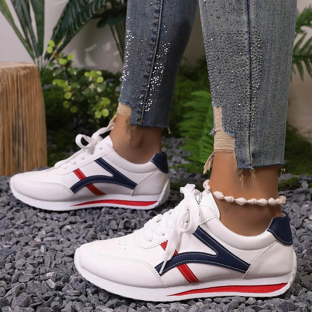 Lightweight White Sneakers for Women – Stylish & Comfortable Slip-On Design 0