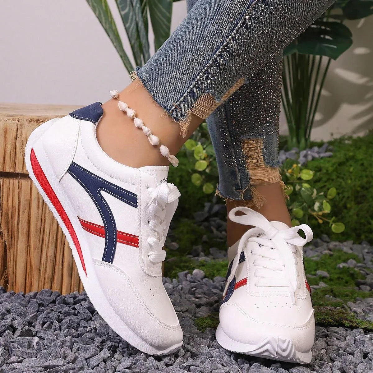 Lightweight White Sneakers for Women – Stylish & Comfortable Slip-On Design 3
