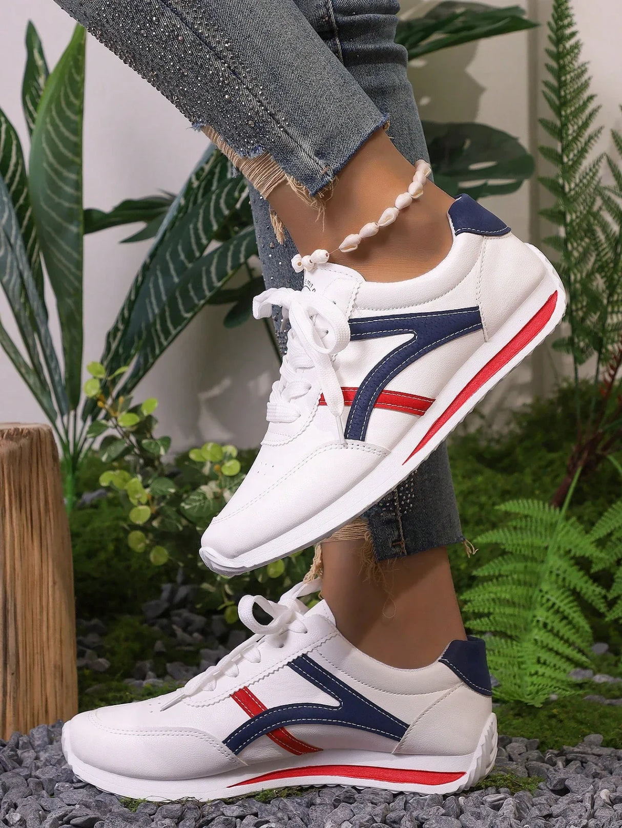 Lightweight White Sneakers for Women – Stylish & Comfortable Slip-On Design 4
