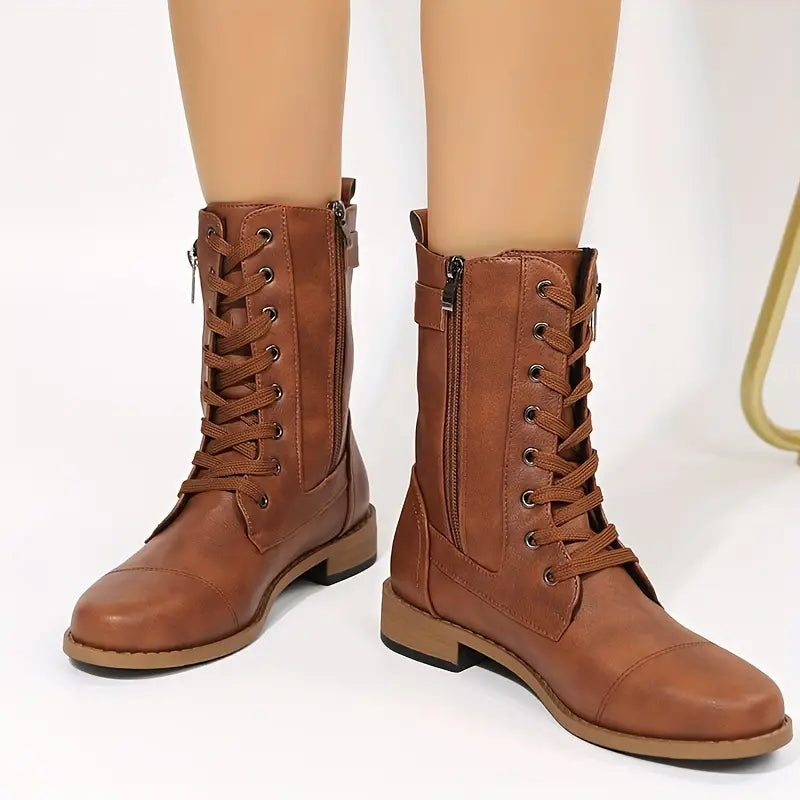 Low-Cut Lace-Up Boots for Women – Stylish & Comfortable