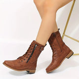 Low-Cut Lace-Up Boots for Women – Stylish & Comfortable