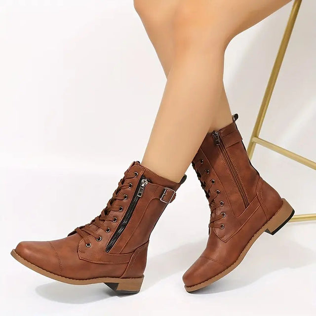 Low-Cut Lace-Up Boots for Women – Stylish & Comfortable