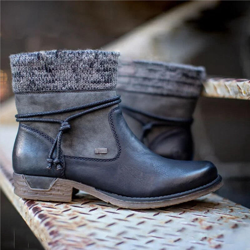 Low Heel Retro Boots for Women – Stylish & Cozy Comfort